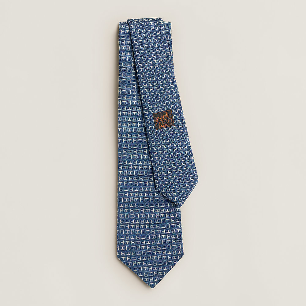HERMES エルメス ネクタイ シルクタイ ジャカード ブルーメタル HERMES エルメス ネクタイ TIE メンズ フランス製 シルク H柄